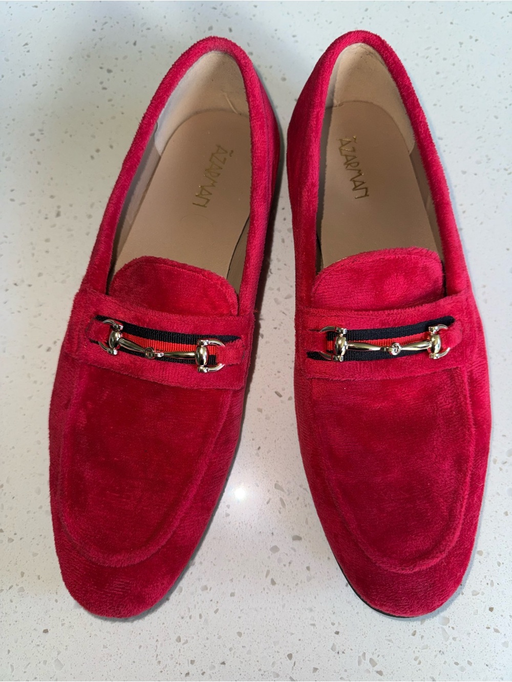 Men's Red Suede Bit-Detail Slip-On Loafers by